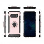 Wholesale Galaxy Note 8 360 Rotating Ring Stand Hybrid Case with Metal Plate (Rose Gold)